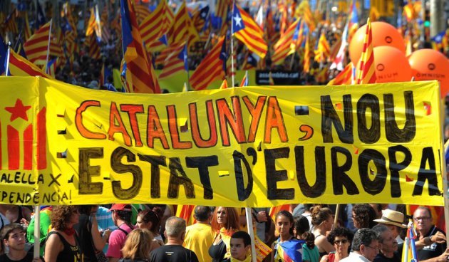 Manifestacin a favor de la independencia en Catalua