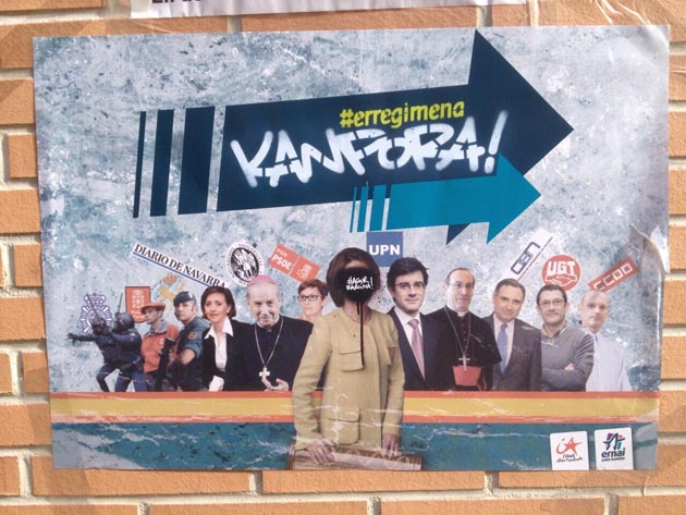 Propaganda de la izquierda abertzale instigando a la violencia. Cartel colocado en Villava en marzo de 2015