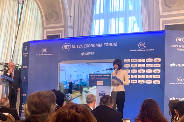 Diana Morant, ministra de Ciencia, en el acto organizado por el Foro Nueva Economa